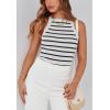imagePRETTYGARDEN Womens Tops Dressy Casual Halter Neck Going Out Tank Tops for Women 2025 Slim Fit Ribbed Striped Summer TanksWhite