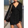 imagePRETTYGARDEN Sweater Dresses for Women 2025 Trendy Long Sleeve Button Down Short Spring DressBlack