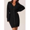 imagePRETTYGARDEN Sweater Dresses for Women 2025 Trendy Long Sleeve Button Down Short Spring DressBlack