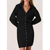 imagePRETTYGARDEN Sweater Dresses for Women 2025 Trendy Long Sleeve Button Down Short Spring DressBlack