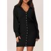 imagePRETTYGARDEN Sweater Dresses for Women 2025 Trendy Long Sleeve Button Down Short Spring DressBlack