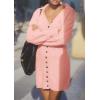 imagePRETTYGARDEN Sweater Dresses for Women 2025 Trendy Long Sleeve Button Down Short Spring DressPink
