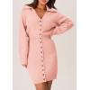 imagePRETTYGARDEN Sweater Dresses for Women 2025 Trendy Long Sleeve Button Down Short Spring DressPink