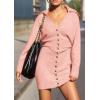 imagePRETTYGARDEN Sweater Dresses for Women 2025 Trendy Long Sleeve Button Down Short Spring DressPink