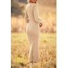 imagePRETTYGARDEN Womens Fall Knit Pullover Sweater Dress Elegant Long Lantern Sleeve V Neck Winter Maxi Bodycon DressesApricot