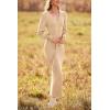 imagePRETTYGARDEN Womens Fall Knit Pullover Sweater Dress Elegant Long Lantern Sleeve V Neck Winter Maxi Bodycon DressesApricot