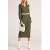 imagePRETTYGARDEN Womens Fall Knit Sweater Dress Long Sleeve Button V Neck Loose Casual Maxi DressesArmy Green