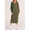 imagePRETTYGARDEN Womens Fall Knit Sweater Dress Long Sleeve Button V Neck Loose Casual Maxi DressesArmy Green