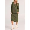imagePRETTYGARDEN Womens Fall Knit Sweater Dress Long Sleeve Button V Neck Loose Casual Maxi DressesArmy Green