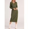 imagePRETTYGARDEN Womens Fall Knit Sweater Dress Long Sleeve Button V Neck Loose Casual Maxi DressesArmy Green