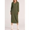 imagePRETTYGARDEN Womens Fall Knit Sweater Dress Long Sleeve Button V Neck Loose Casual Maxi DressesArmy Green