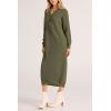 imagePRETTYGARDEN Womens Fall Knit Sweater Dress Long Sleeve Button V Neck Loose Casual Maxi DressesArmy Green
