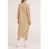 imagePRETTYGARDEN Womens Fall Knit Sweater Dress Long Sleeve Button V Neck Loose Casual Maxi DressesBeige