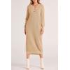 imagePRETTYGARDEN Womens Fall Knit Sweater Dress Long Sleeve Button V Neck Loose Casual Maxi DressesBeige