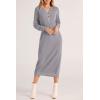 imagePRETTYGARDEN Womens Fall Knit Sweater Dress Long Sleeve Button V Neck Loose Casual Maxi DressesGrey