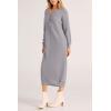 imagePRETTYGARDEN Womens Fall Knit Sweater Dress Long Sleeve Button V Neck Loose Casual Maxi DressesGrey