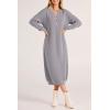 imagePRETTYGARDEN Womens Fall Knit Sweater Dress Long Sleeve Button V Neck Loose Casual Maxi DressesGrey