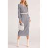 imagePRETTYGARDEN Womens Fall Knit Sweater Dress Long Sleeve Button V Neck Loose Casual Maxi DressesGrey