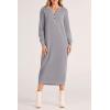 imagePRETTYGARDEN Womens Fall Knit Sweater Dress Long Sleeve Button V Neck Loose Casual Maxi DressesGrey