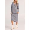 imagePRETTYGARDEN Womens Fall Knit Sweater Dress Long Sleeve Button V Neck Loose Casual Maxi DressesGrey