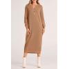 imagePRETTYGARDEN Womens Fall Knit Sweater Dress Long Sleeve Button V Neck Loose Casual Maxi DressesKhaki