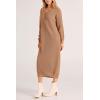 imagePRETTYGARDEN Womens Fall Knit Sweater Dress Long Sleeve Button V Neck Loose Casual Maxi DressesKhaki