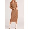 imagePRETTYGARDEN Womens Fall Knit Sweater Dress Long Sleeve Button V Neck Loose Casual Maxi DressesKhaki