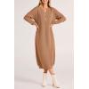 imagePRETTYGARDEN Womens Fall Knit Sweater Dress Long Sleeve Button V Neck Loose Casual Maxi DressesKhaki