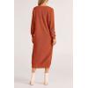 imagePRETTYGARDEN Womens Fall Knit Sweater Dress Long Sleeve Button V Neck Loose Casual Maxi DressesOrange