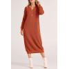 imagePRETTYGARDEN Womens Fall Knit Sweater Dress Long Sleeve Button V Neck Loose Casual Maxi DressesOrange