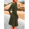 imagePRETTYGARDEN Womens Fall Short Dress Ribbed Knit Crewneck Long Sleeve A Line Flowy Casual Elegant Cute Going Out DressesArmy Green