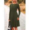 imagePRETTYGARDEN Womens Fall Short Dress Ribbed Knit Crewneck Long Sleeve A Line Flowy Casual Elegant Cute Going Out DressesArmy Green
