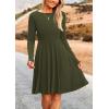 imagePRETTYGARDEN Womens Fall Short Dress Ribbed Knit Crewneck Long Sleeve A Line Flowy Casual Elegant Cute Going Out DressesArmy Green