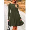 imagePRETTYGARDEN Womens Fall Short Dress Ribbed Knit Crewneck Long Sleeve A Line Flowy Casual Elegant Cute Going Out DressesArmy Green