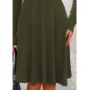 imagePRETTYGARDEN Womens Fall Short Dress Ribbed Knit Crewneck Long Sleeve A Line Flowy Casual Elegant Cute Going Out DressesArmy Green