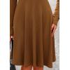 imagePRETTYGARDEN Womens Fall Short Dress Ribbed Knit Crewneck Long Sleeve A Line Flowy Casual Elegant Cute Going Out DressesBrown