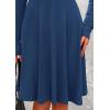 imagePRETTYGARDEN Womens Fall Short Dress Ribbed Knit Crewneck Long Sleeve A Line Flowy Casual Elegant Cute Going Out DressesDark Blue