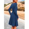 imagePRETTYGARDEN Womens Fall Short Dress Ribbed Knit Crewneck Long Sleeve A Line Flowy Casual Elegant Cute Going Out DressesDark Blue
