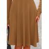 imagePRETTYGARDEN Womens Fall Short Dress Ribbed Knit Crewneck Long Sleeve A Line Flowy Casual Elegant Cute Going Out DressesDark Khaki