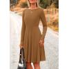 imagePRETTYGARDEN Womens Fall Short Dress Ribbed Knit Crewneck Long Sleeve A Line Flowy Casual Elegant Cute Going Out DressesDark Khaki