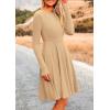 imagePRETTYGARDEN Womens Fall Short Dress Ribbed Knit Crewneck Long Sleeve A Line Flowy Casual Elegant Cute Going Out DressesLight Apricot