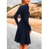 imagePRETTYGARDEN Womens Fall Short Dress Ribbed Knit Crewneck Long Sleeve A Line Flowy Casual Elegant Cute Going Out DressesNavy