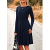 imagePRETTYGARDEN Womens Fall Short Dress Ribbed Knit Crewneck Long Sleeve A Line Flowy Casual Elegant Cute Going Out DressesNavy