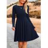 imagePRETTYGARDEN Womens Fall Short Dress Ribbed Knit Crewneck Long Sleeve A Line Flowy Casual Elegant Cute Going Out DressesNavy
