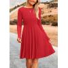 imagePRETTYGARDEN Womens Fall Short Dress Ribbed Knit Crewneck Long Sleeve A Line Flowy Casual Elegant Cute Going Out DressesRed