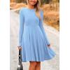 imagePRETTYGARDEN Womens Fall Short Dress Ribbed Knit Crewneck Long Sleeve A Line Flowy Casual Elegant Cute Going Out DressesSky Blue