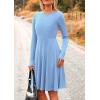 imagePRETTYGARDEN Womens Fall Short Dress Ribbed Knit Crewneck Long Sleeve A Line Flowy Casual Elegant Cute Going Out DressesSky Blue