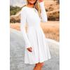 imagePRETTYGARDEN Womens Fall Short Dress Ribbed Knit Crewneck Long Sleeve A Line Flowy Casual Elegant Cute Going Out DressesWhite