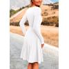 imagePRETTYGARDEN Womens Fall Short Dress Ribbed Knit Crewneck Long Sleeve A Line Flowy Casual Elegant Cute Going Out DressesWhite