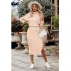 imagePRETTYGARDEN Womens Spring 2 Piece Matching Outfits Long Sleeve Turtleneck Ribbed Top and Midi Skirt Dress SetsApricot
